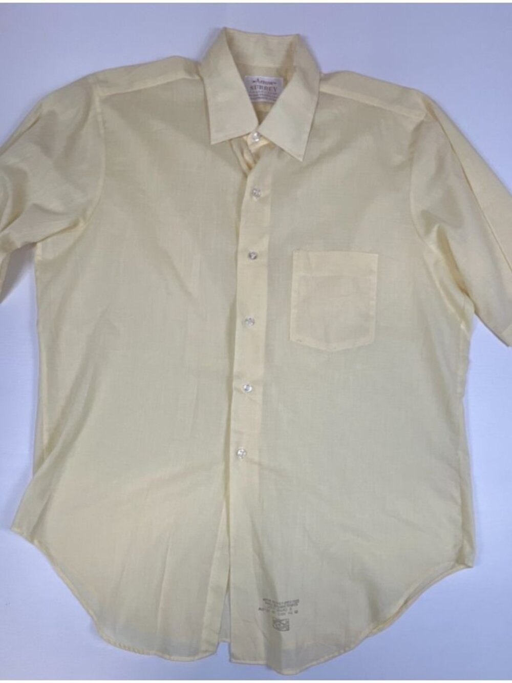 Arrow Surrey Vintage Men XL Pale Yellow Decton Perma-Iron Short Sleeve Shirt